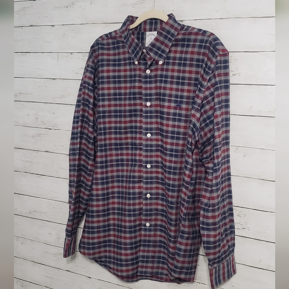 Brooks Brothers Red and Blue Plaid Button-Down Shirt 1818 Regent Supima Cotton
